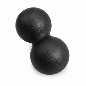 Schwarze Kettlebell mit Textur auf weißem Hintergrund, von schräg oben links gesehen.